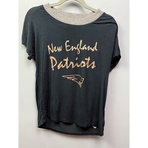 New England Patriots Womens Black Metallic  Short Sleeve Tee Shirt Womens Medium